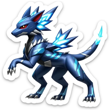 Shiny Futuristic Modern Zeraora-Dialga-Zoroark-fusion sticker