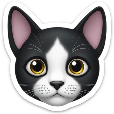 Big eyed black cat with white spot  sticker