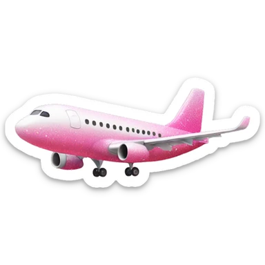 Pink ombre airplane with glitter  sticker