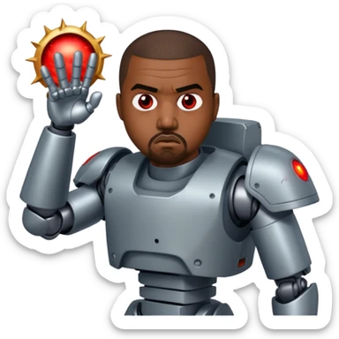 kanye west fighting evil ai robot sticker