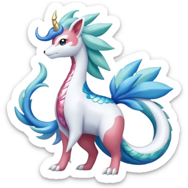 Celestial Magical sparkly shiny glittery Shaymin-Suicune-Milotic-Amaura-Pokémon-Fakémon-fusion, full body sticker