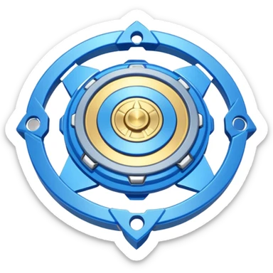 A blue Beyblade with 3 pointed blades like Victory Valtryek sticker