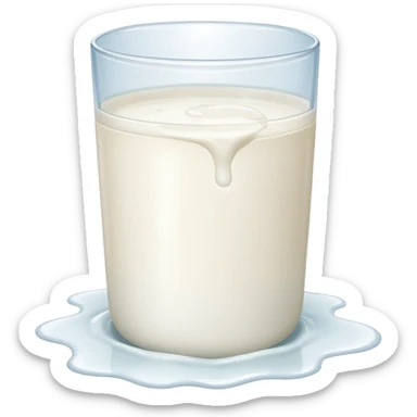 a small puddle of white and clear liquid sticker