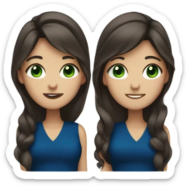 brunette with long hair and green eyes in a dark blue dress winks sticker