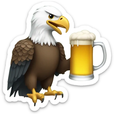 bald eagle holding a beer sticker