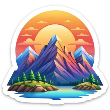 mountain sunrise sticker