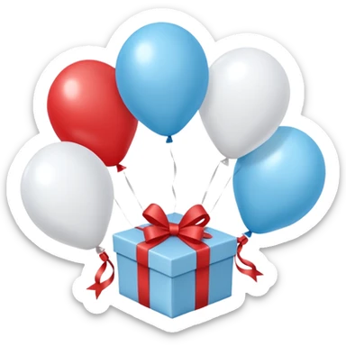 Please make light blue and white balloons too, make several and tie them to a gift sticker