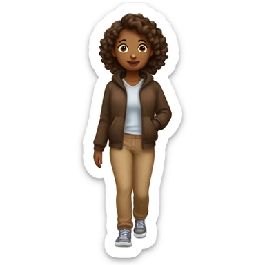 brown girl walking sticker