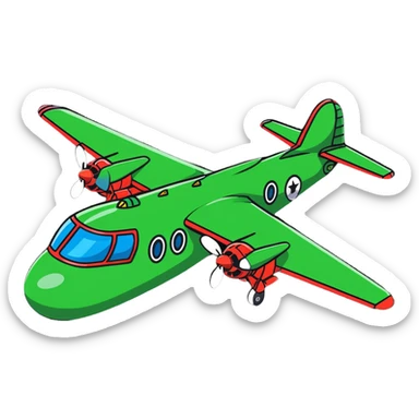 Fantasy aircraft with WWII bomber body, four propeller engines, and crocodile head and scales sticker