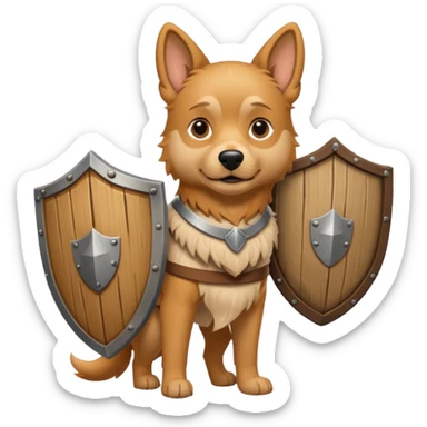 dog, ancient greece with only wooden shield sticker