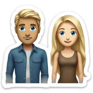 A blue-eyed blond guy and a brown-eyed girl with long brown hair sticker