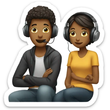 two people listening to music sticker