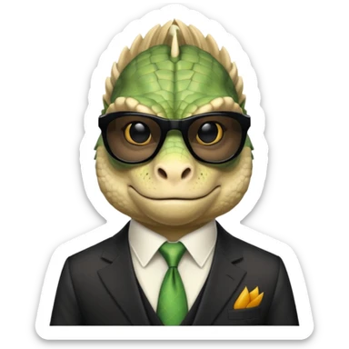 capitalist iguana banker godfather with black sunglasses satirical sticker