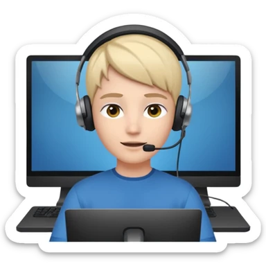 person at their computer in a call, pov from behind, we can see the screen  sticker