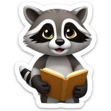 A raccoon with a plastered arm and a book sticker