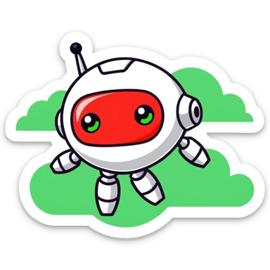 Robot in a cloud with streaming data sticker