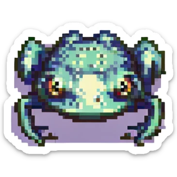 shocked frog, small frog with shocked expression, pixel art style sticker