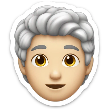 joven piel blanca pelo corto gris comiendo pastel sticker