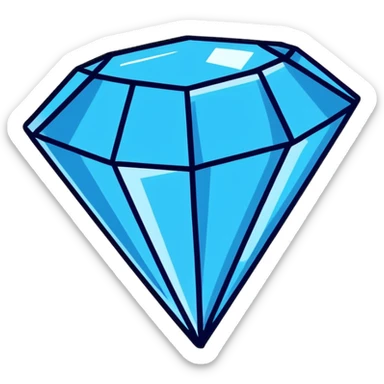 shiny blue diamond broken in half exposing crystal structure inside sticker