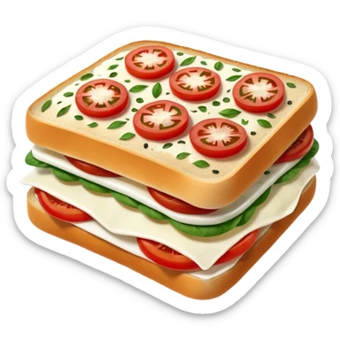 italian foccacia sandwich with tomatoes, mozzarella and basilic sticker