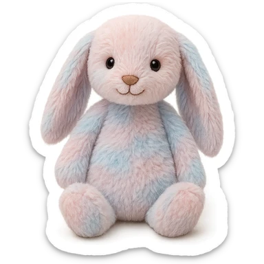 sweet jellycat toy, soft fur, friendly expression, floppy ears, pastel colors sticker