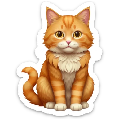 full body orange tabby cat sitting upright sticker