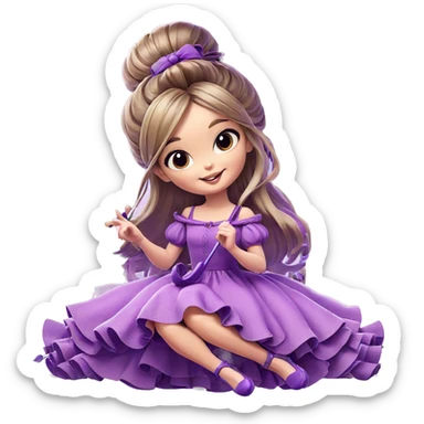 smiling girl in purple dress sticker