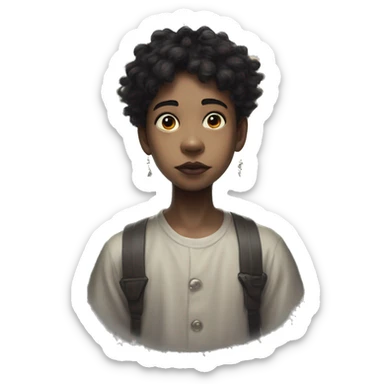 Wholesome streamer in Totoro style, oil paint, black eyes, intricate lips, masterpiece portrait, beautiful, desirable, logical, love, peace, understanding sticker