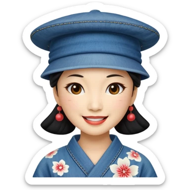 geisha denim hat sticker