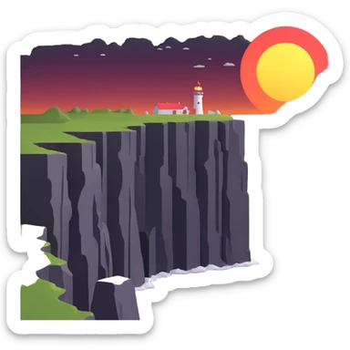 North Cape cliff with midnight sun over horizon sticker