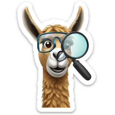 llama with a magnifying glass sticker