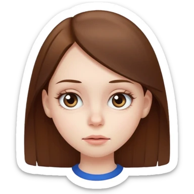 A girl with straight brown hair rolling their aeyes sticker