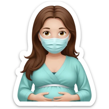 "Pregnant woman, with face mask spa, with long brown hair and fair skin."
 sticker