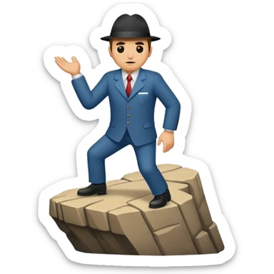 a mafiosi informant bound up and held over a cliff sticker