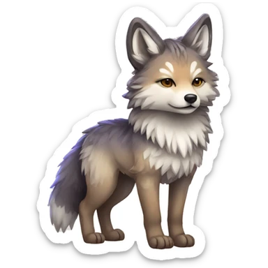 Fluffy Shy Colorful Chibi Spiritual Coywolf With Shiny Tribal Markings Full Body sticker