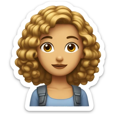 Chica blanca, pelo castaño y rulo  sticker