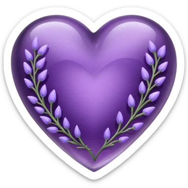 Purple amethyst heart with lavender flowers inside sticker
