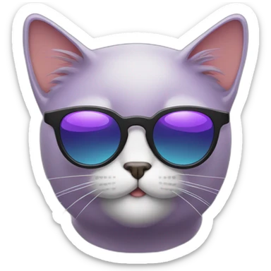 Violet cat in a sunglasses 10 arms sticker