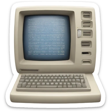 old apple computer with codes on the screen sticker