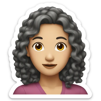 Asian woman with long curly hair sticker
