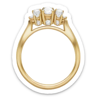 Oval gold engagement ring with two pear stones on the sides sticker