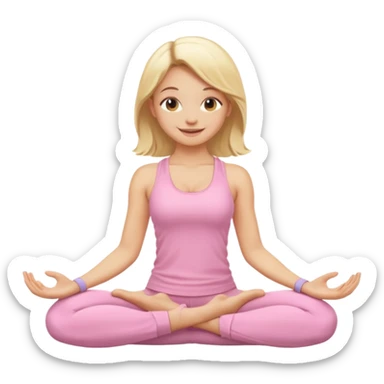 blonde yoga girl light pink clothes n sticker