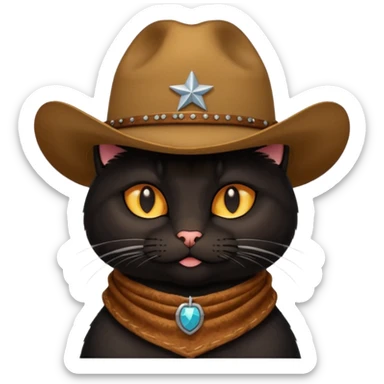 Gato negro con sombrero vaquero  sticker