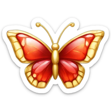 gold and red crystal butterfly jewel sticker