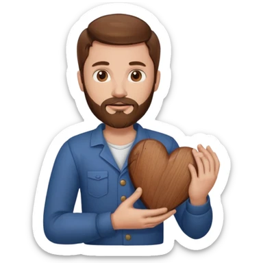 Man with brown hair & beard holding heart in his Arm sticker