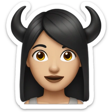 A woman with black hair and horns sticker