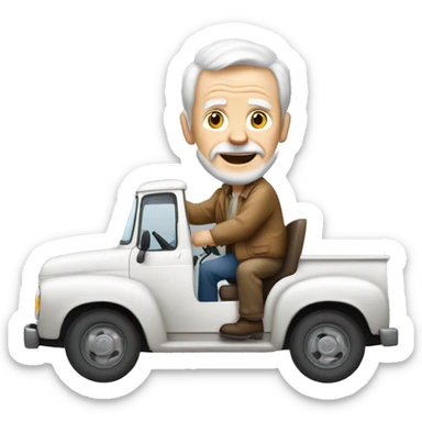 White old man driving ford truck sticker