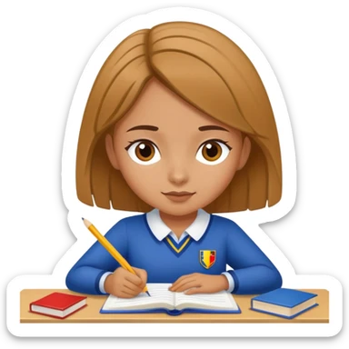 a girl doing her romanian homework sticker