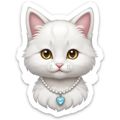 cute kittie with a necklace saying "i miss u" on it sticker