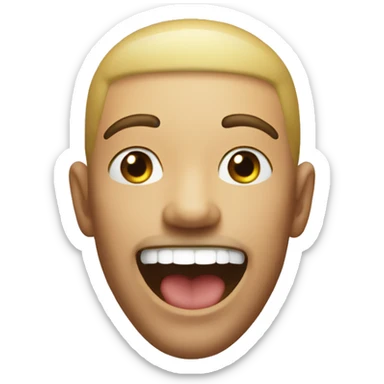 Floating smile next to a man with his mouth open sticker